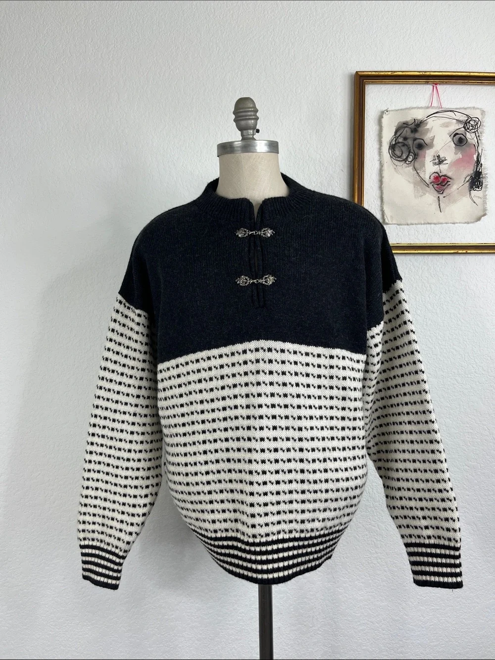 VTG Wool Norwegian Hardware Knit Dale of Norway Style Pull Over Sweater - Picture 1 of 9
